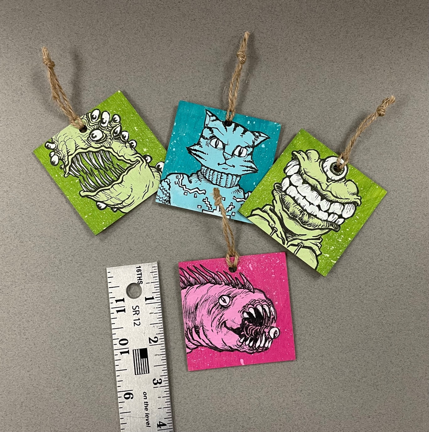 Monster Sweater - MONSTER ORNAMENT - One of a kind hand painted ornament - B05