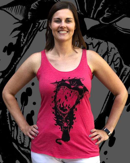 Demon Cat Tank - possessed kitty Womens Racerback Tank Top