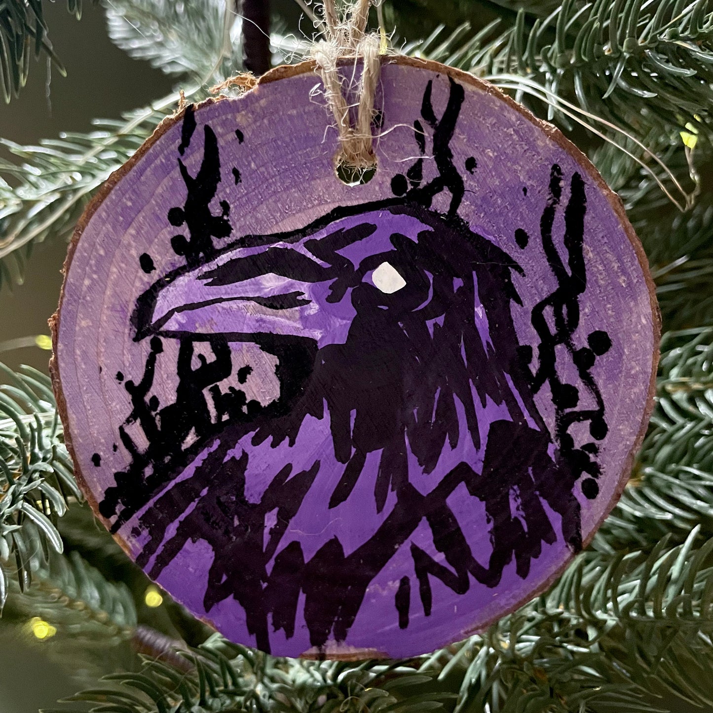 SPOOKY RAVEN ORNAMENT - One of a kind hand painted ornament: RV-08