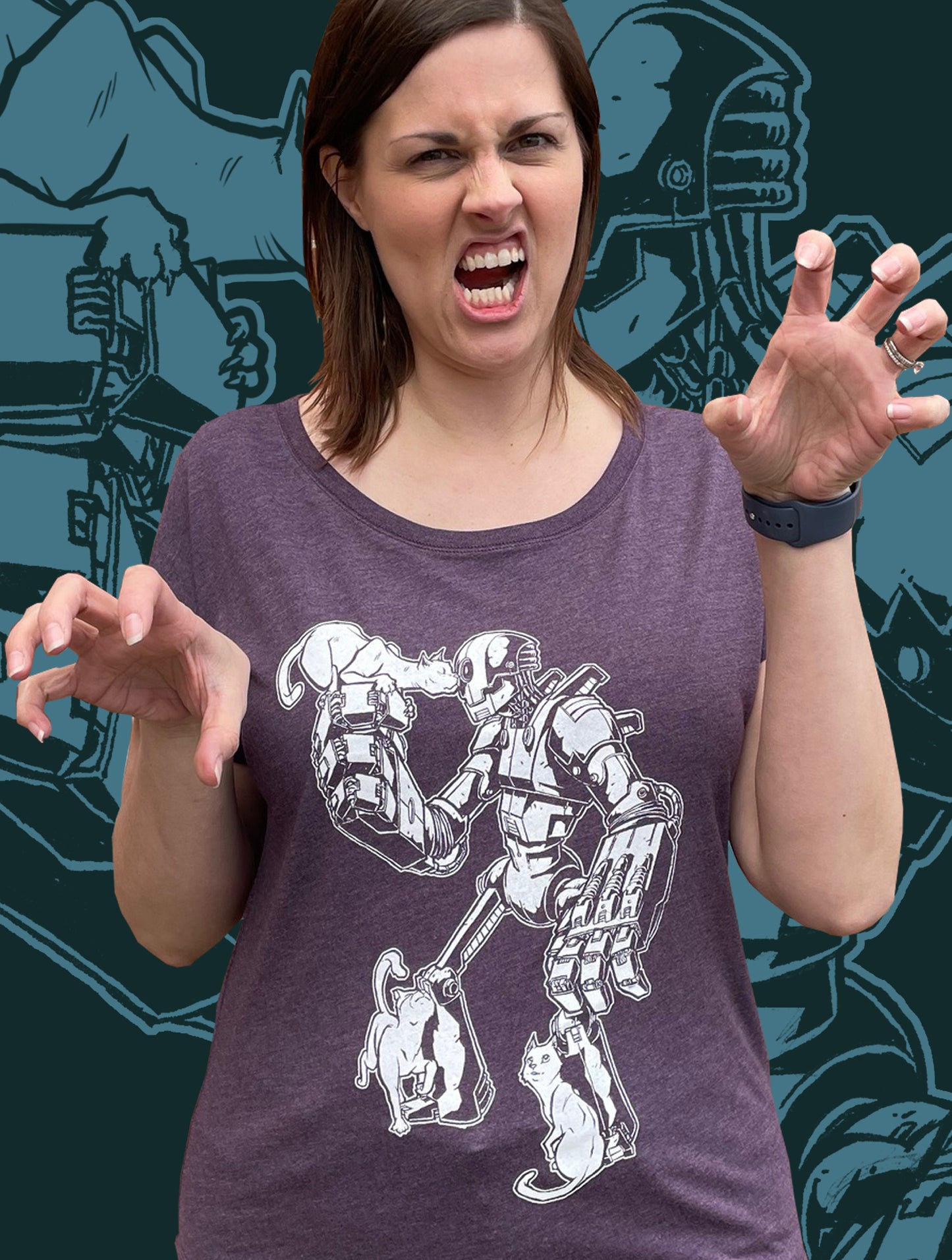 Robot Cat Lover - Womens Triblend Dolman T-Shirt