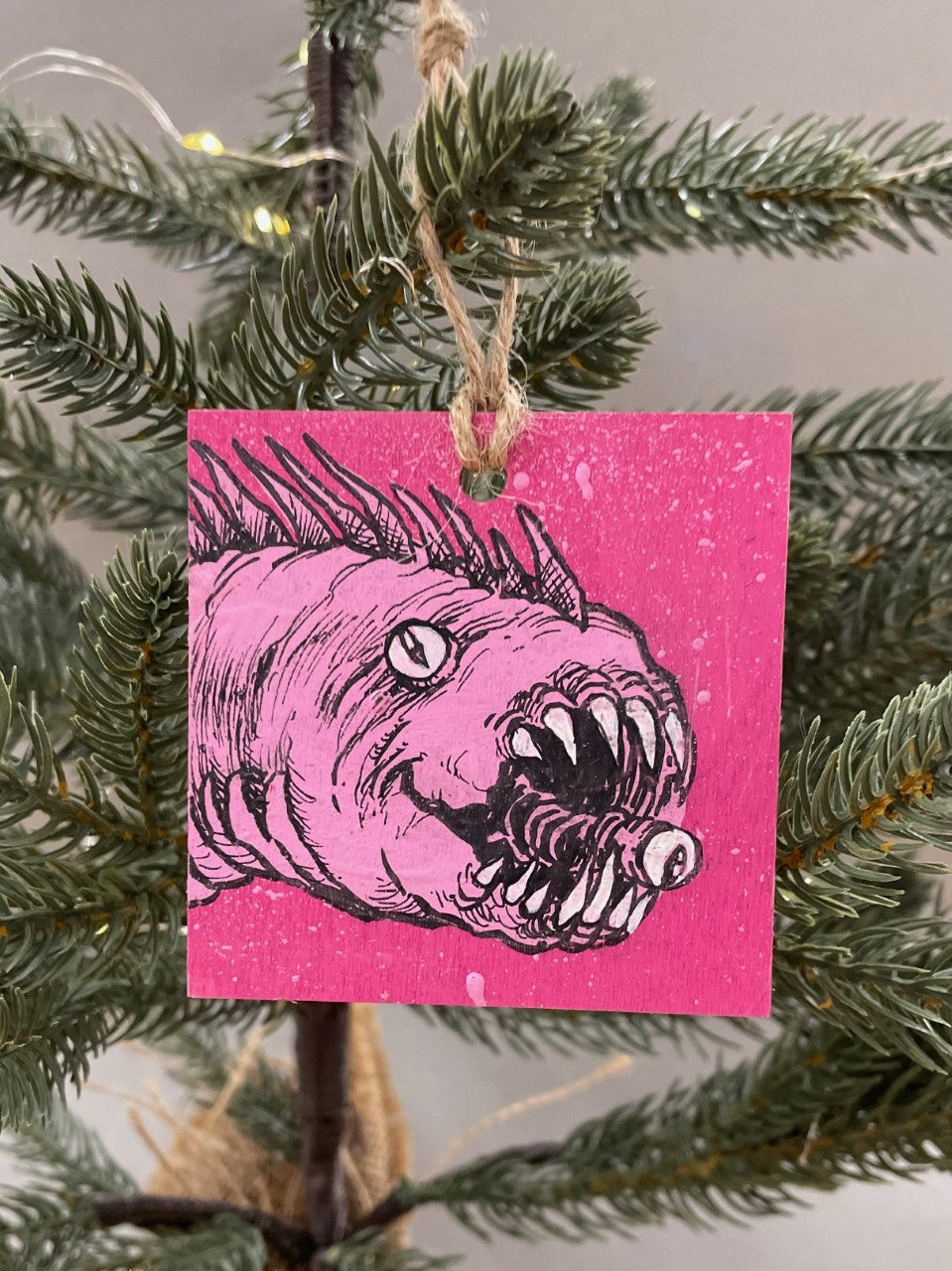 Worm Tongue - MONSTER ORNAMENT - One of a kind hand painted ornament - P01