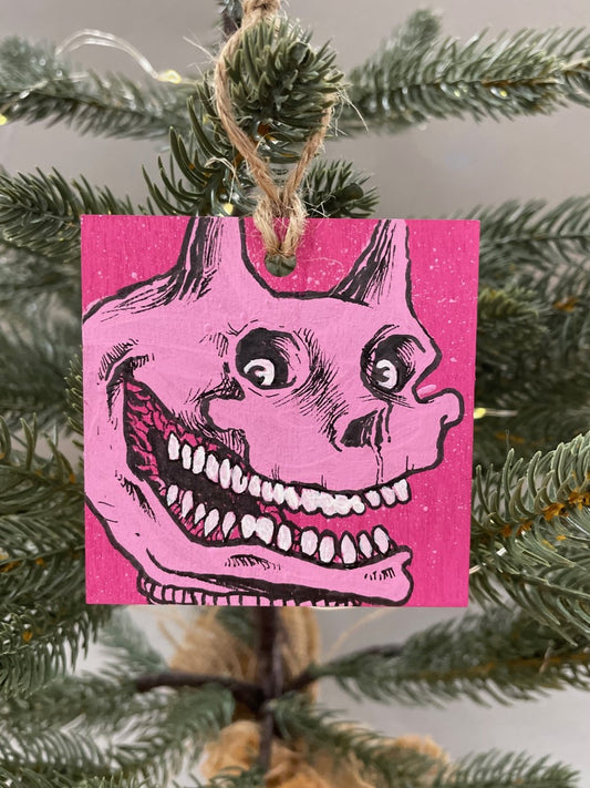 SkeleCat- MONSTER ORNAMENT - One of a kind hand painted ornament - P07
