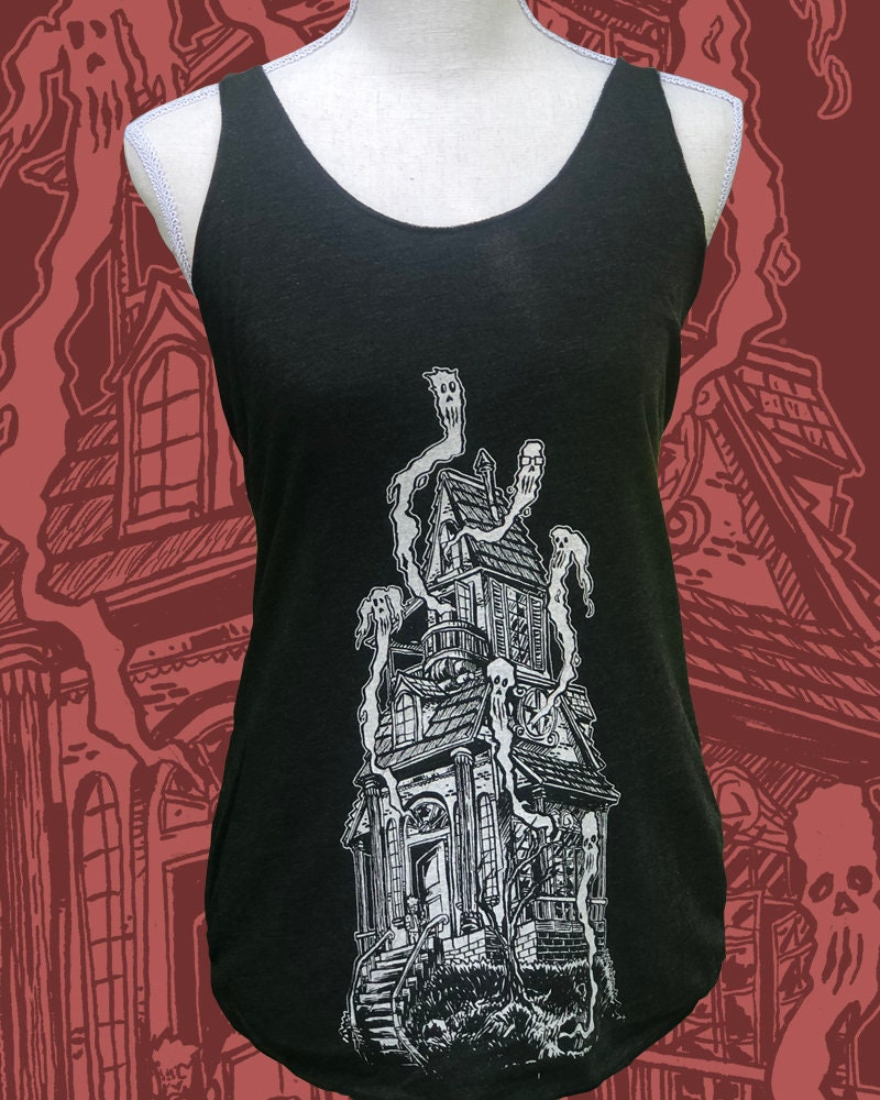 Haunted House Tank - Halloween and Ghost Womens Racerback Tank Top